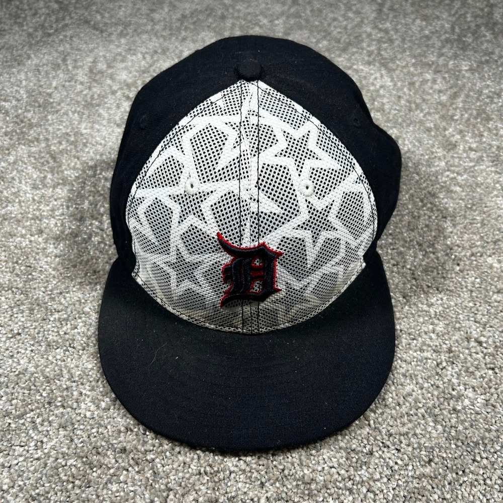 New Era 59FIFTY Detroit Tigers Hat Size 8 Low Profile Black White Stars Fitted